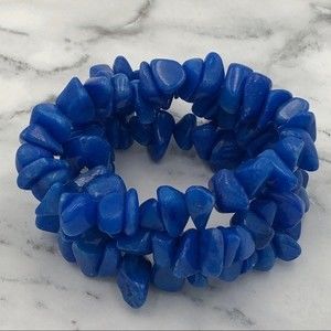 🌼 Set 3 Blue Stone Stretch Bracelets